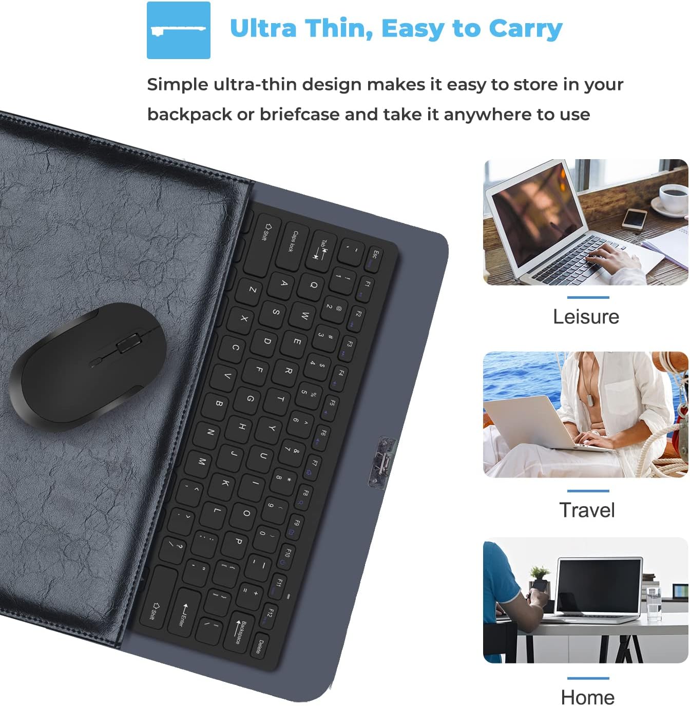 Compact Wireless Keyboard Mouse, 2.4GHz Ultra Thin Small Wireless Keyboard Mouse Combo for Desktop, Laptop (Black)