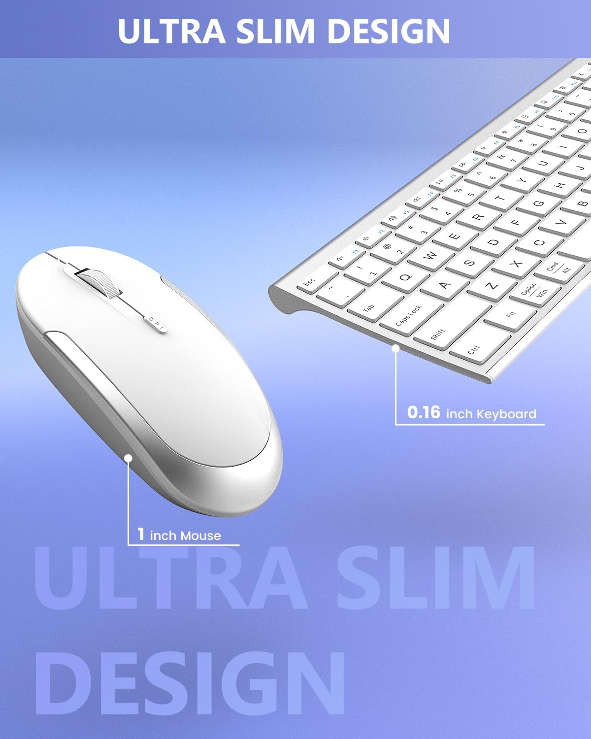 Bluetooth Keyboard Mouse, Multi-Device Wireless Keyboard and Mouse Combo, Dual-Mode(Bluetooth + USB), Ultra Slim, Rechargeable, for Windows/Mac OS (White and Silver)