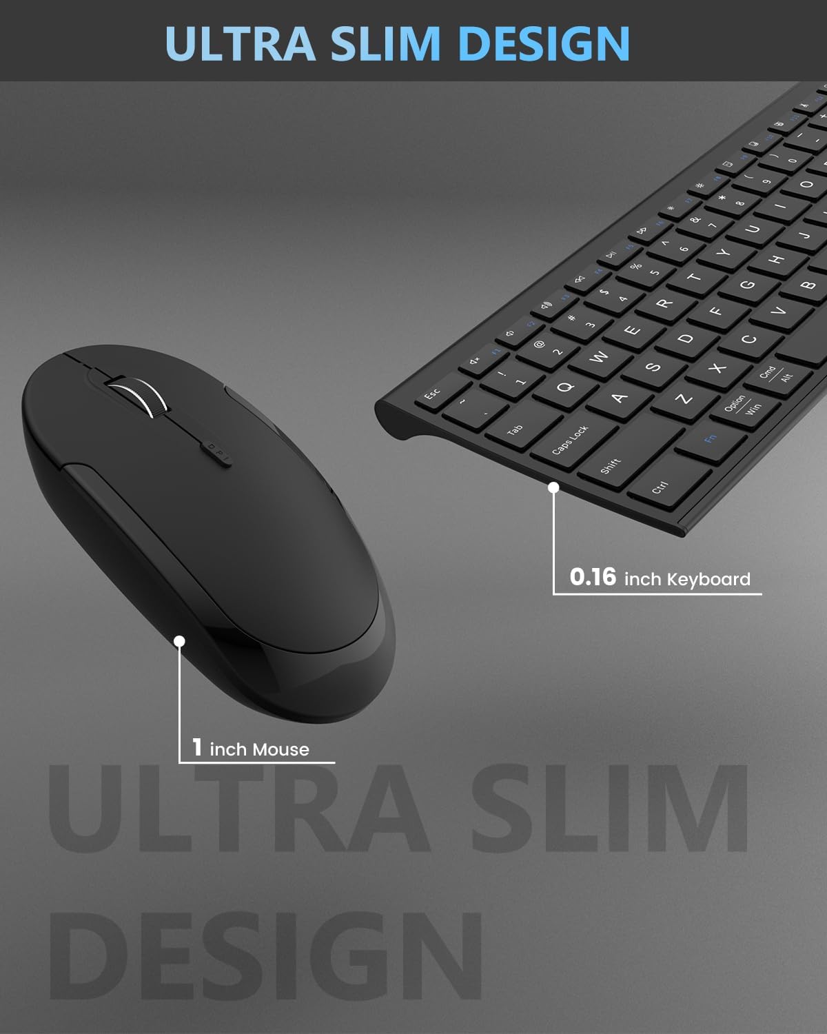 Bluetooth Keyboard Mouse, Multi-Device Wireless Keyboard and Mouse Combo, Dual-Mode(Bluetooth + Bluetooth + USB), Ultra Slim, Rechargeable, for Windows/Mac OS (Black)