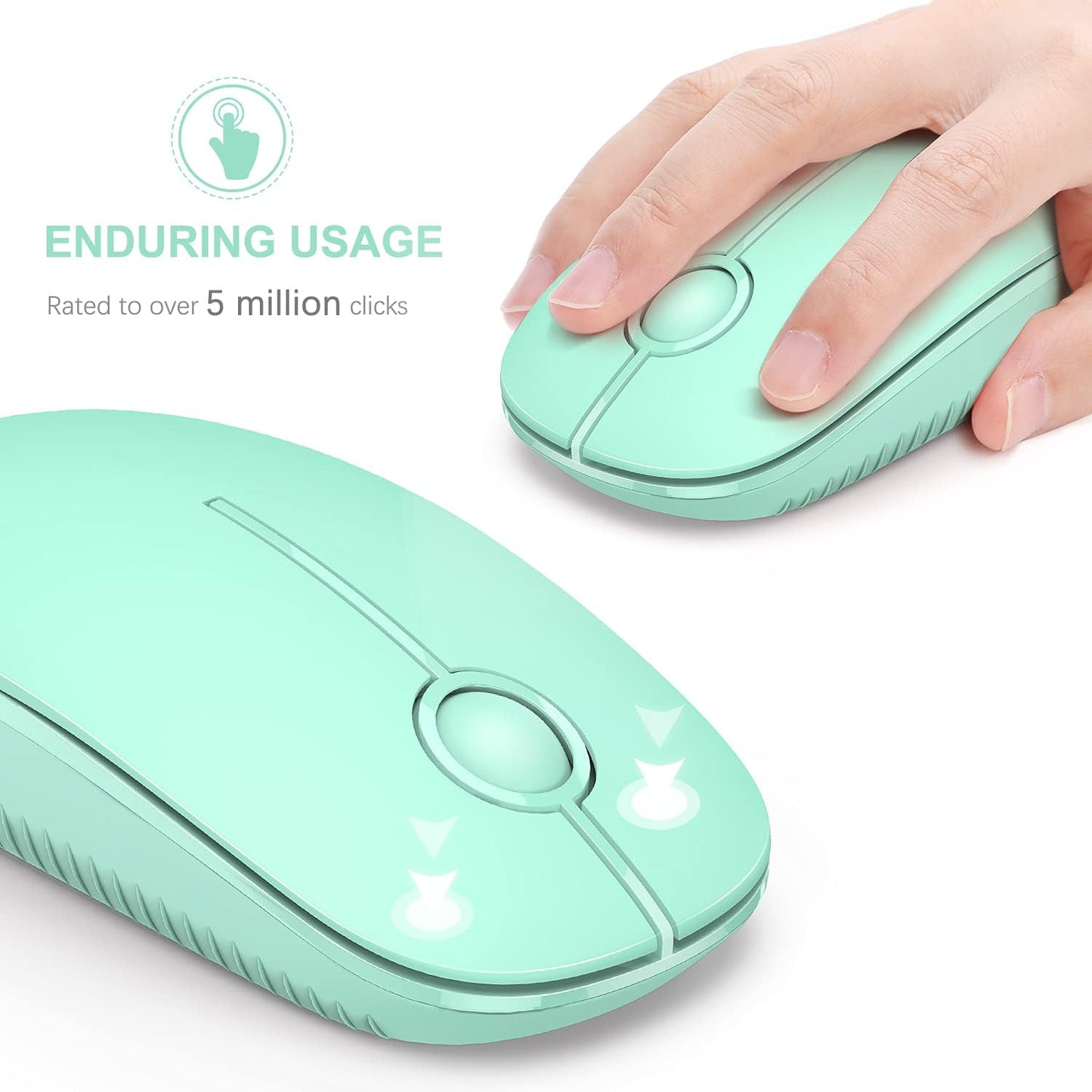 Vssoplor Wireless Mouse, 2.4G Slim Portable Computer Mouse with Nano Receiver Quiet Silent Optical Laptop Mouse for Notebook, PC, Laptop, Computer-Mint Green to Purple