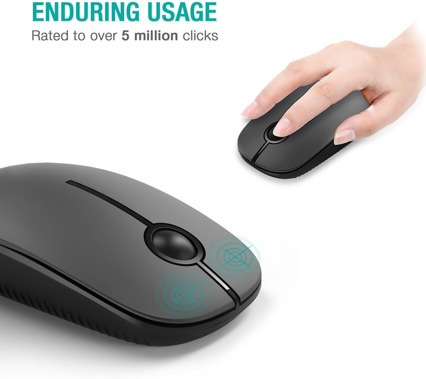 Vssoplor Wireless Mouse, 2.4G Slim Portable Computer Mice with Nano Receiver Quiet Silent Optical Laptop Mouse for Notebook, PC, Laptop, Computer-Black and Gray