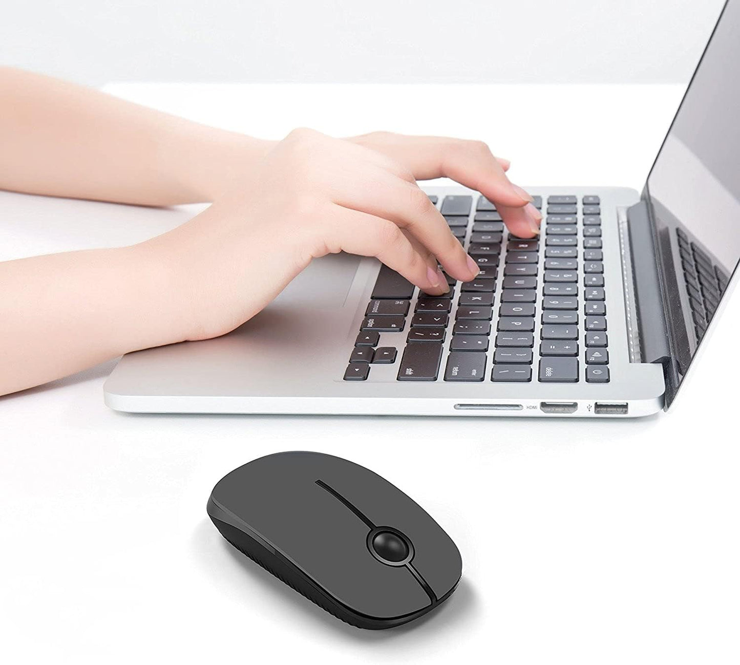 Vssoplor Wireless Mouse, 2.4G Slim Portable Computer Mice with Nano Receiver Quiet Silent Optical Laptop Mouse for Notebook, PC, Laptop, Computer-Black and Gray