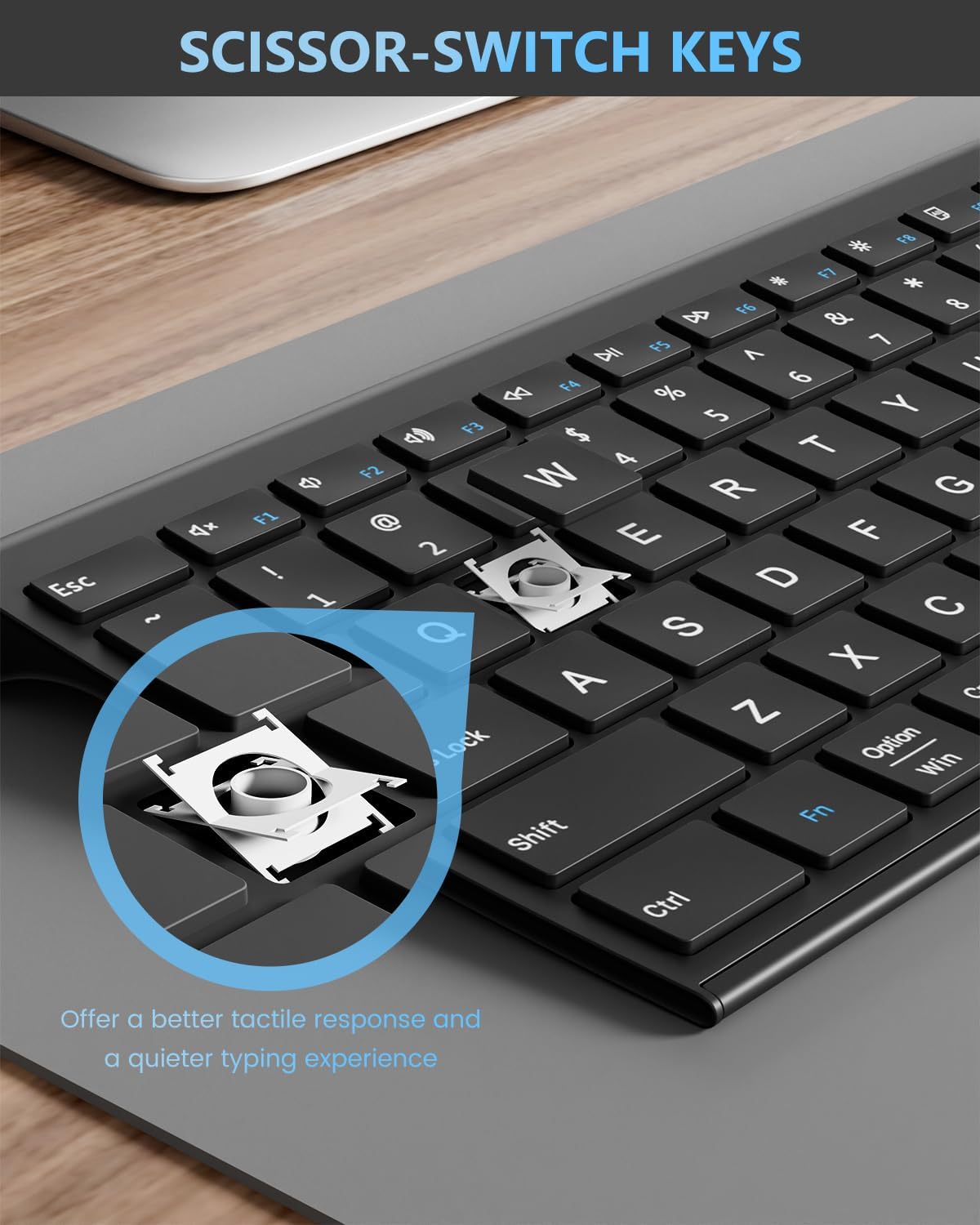 Bluetooth Keyboard Mouse, Multi-Device Wireless Keyboard and Mouse Combo, Dual-Mode(Bluetooth + Bluetooth + USB), Ultra Slim, Rechargeable, for Windows/Mac OS (Black)