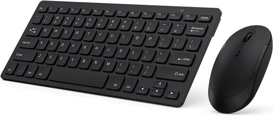 Compact Wireless Keyboard Mouse, 2.4GHz Ultra Thin Small Wireless Keyboard Mouse Combo for Desktop, Laptop (Black)