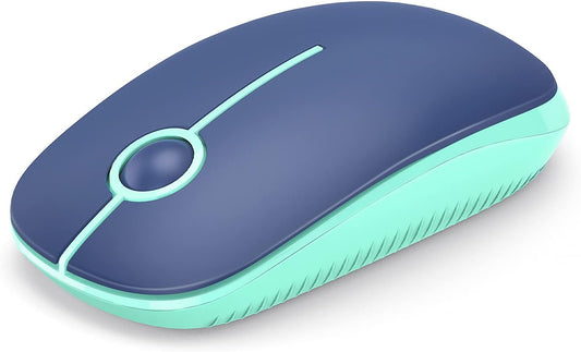 VssoPlor Wireless Mouse, 2.4G Slim Portable Computer Mice with Nano Receiver for Notebook, PC, Laptop, Computer (Black and Green)