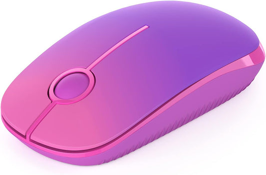 Vssoplor Wireless Mouse, 2.4G Slim Portable Computer Mouse with Nano Receiver Quiet Silent Optical Laptop Mouse for Notebook, PC, Laptop, Computer-Gradient Purple