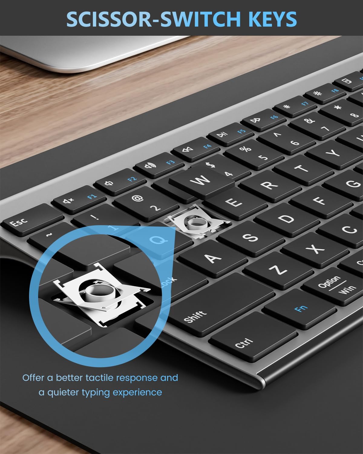 Bluetooth Keyboard Mouse, Multi-Device Wireless Keyboard and Mouse Combo, Dual-Mode(Bluetooth + Bluetooth + USB), Ultra Slim, Rechargeable, for Windows/Mac OS (Space Gray)