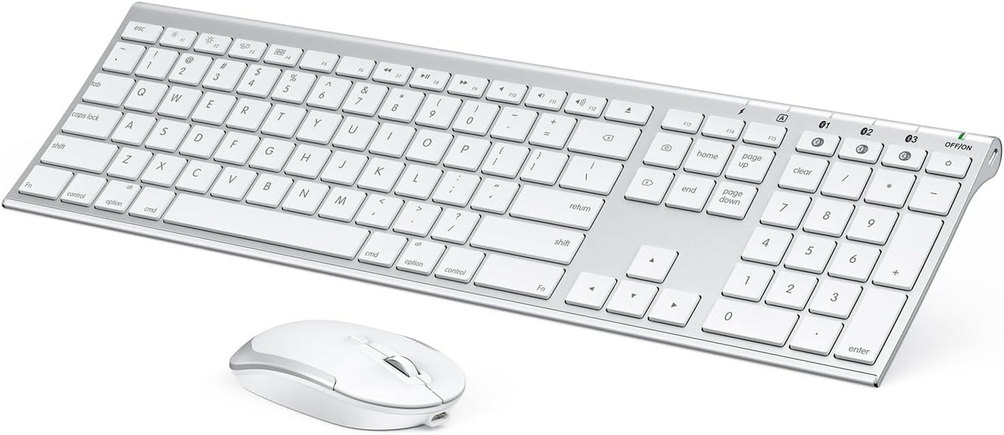 Bluetooth Keyboard Mouse for Mac, Ultra Slim Wireless Keyboard Mouse Combo for Mac, Multi-Device, Full Size, Rechargeable, for MacBook Pro, MacBook Air, iMac, iPad