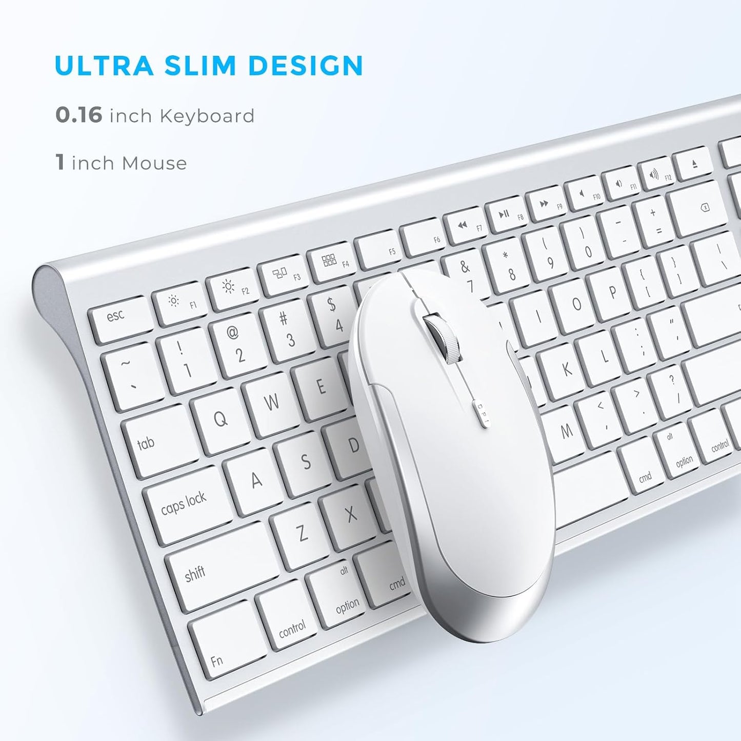 Bluetooth Keyboard Mouse for Mac, Ultra Slim Wireless Keyboard Mouse Combo for Mac, Multi-Device, Full Size, Rechargeable, for MacBook Pro, MacBook Air, iMac, iPad