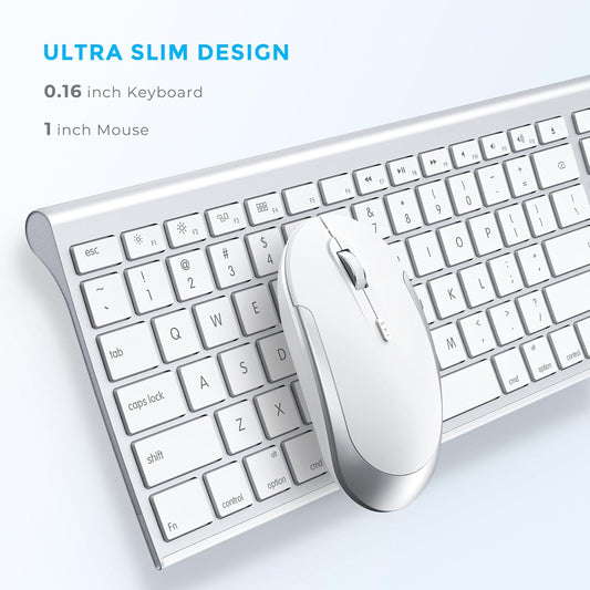 Bluetooth Keyboard Mouse for Mac, Ultra Slim Wireless Keyboard Mouse Combo for Mac, Multi-Device, Full Size, Rechargeable, for MacBook Pro, MacBook Air, iMac, iPad