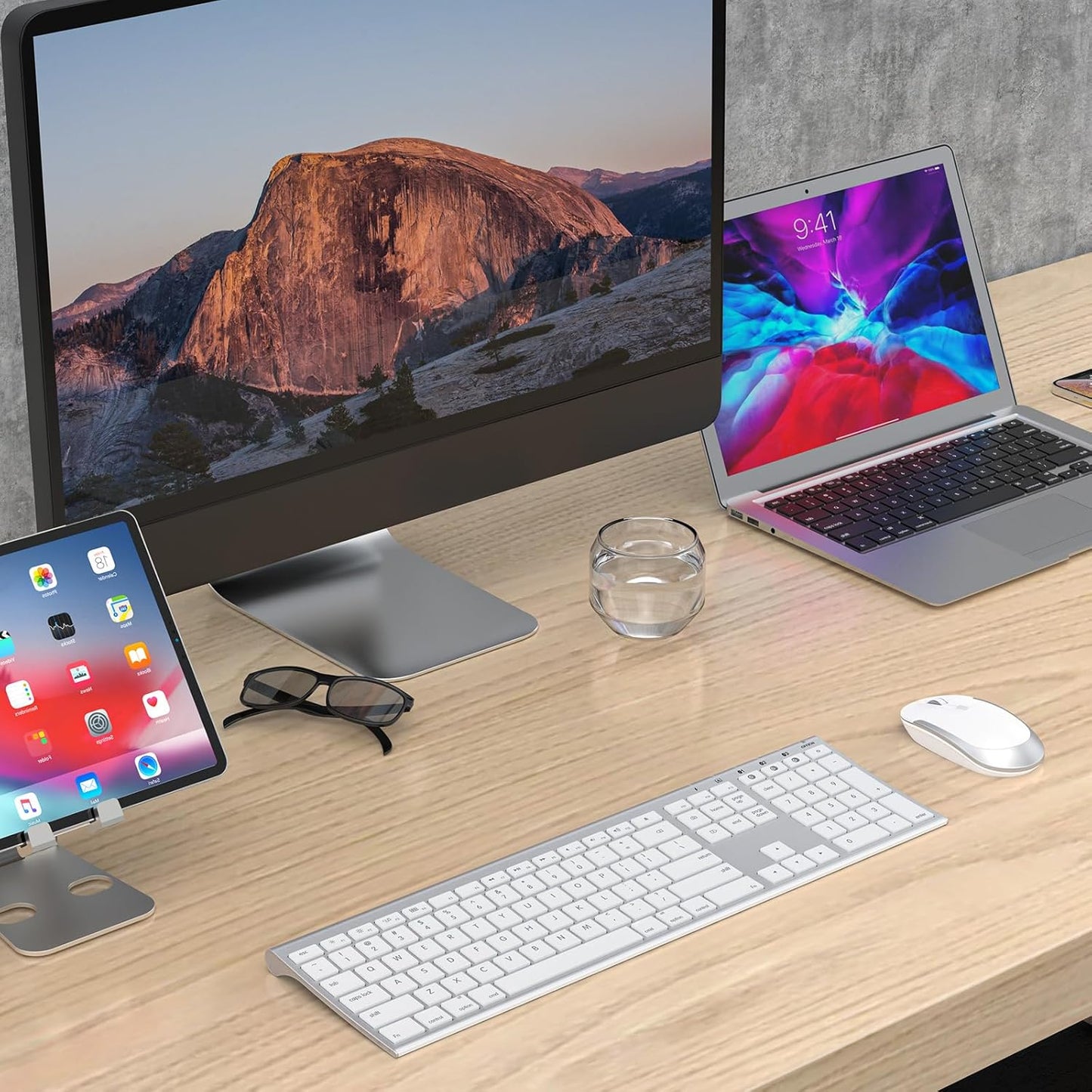Bluetooth Keyboard Mouse for Mac, Ultra Slim Wireless Keyboard Mouse Combo for Mac, Multi-Device, Full Size, Rechargeable, for MacBook Pro, MacBook Air, iMac, iPad